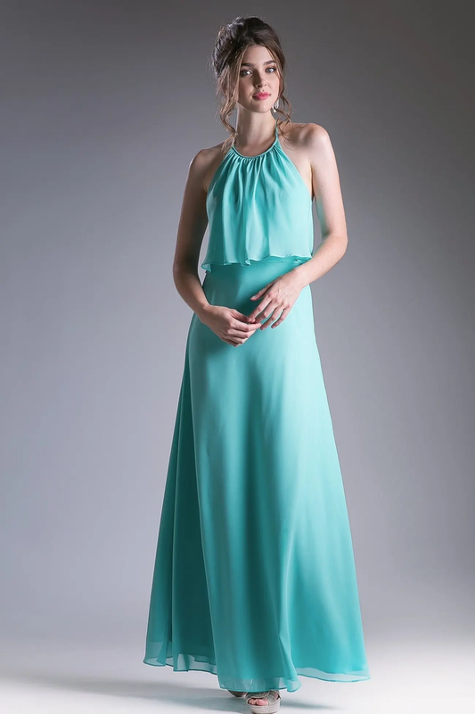 Long Halter Chiffon Dress by Tux-USA