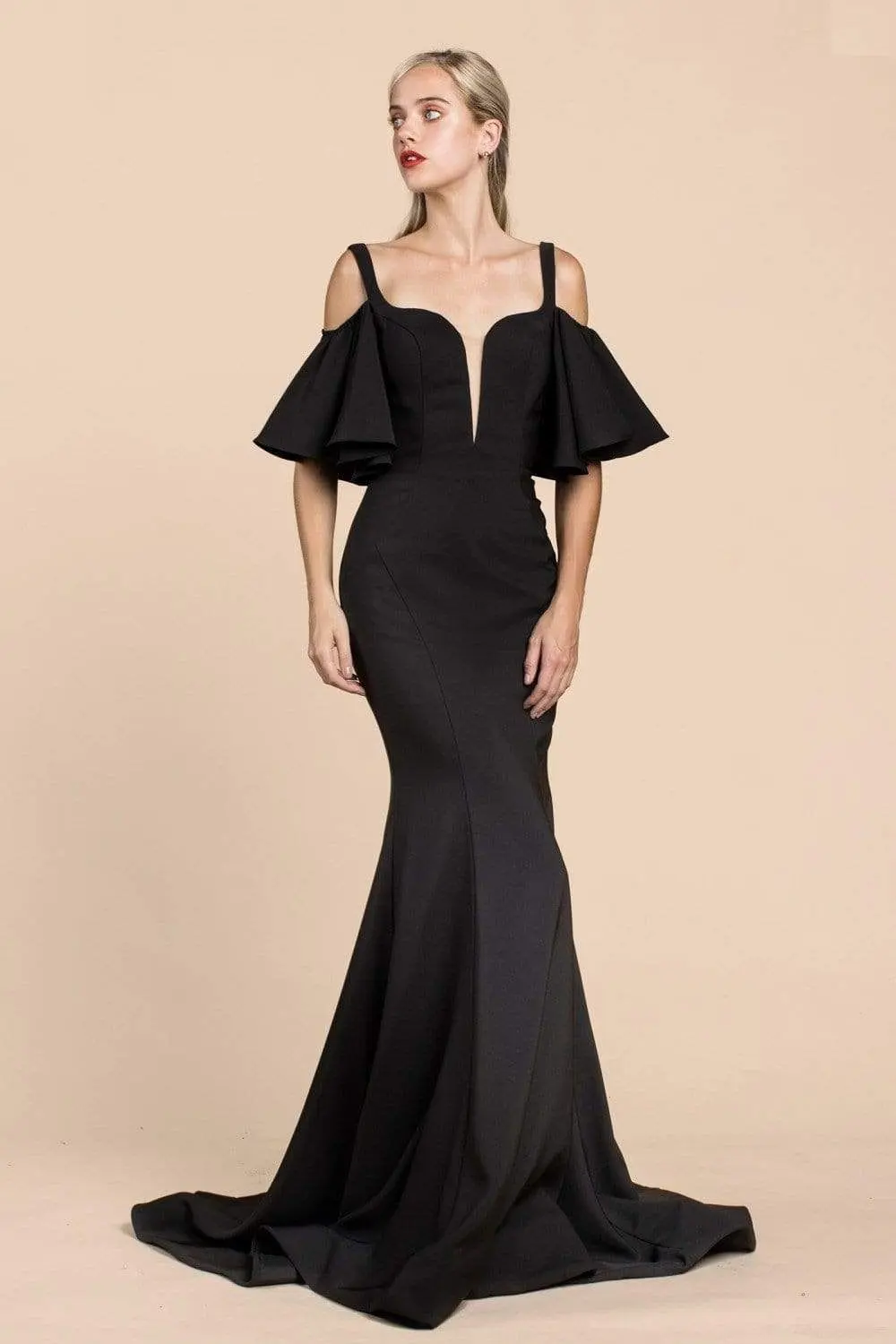 Long Square Neckline Evening Gown by Tux-USA