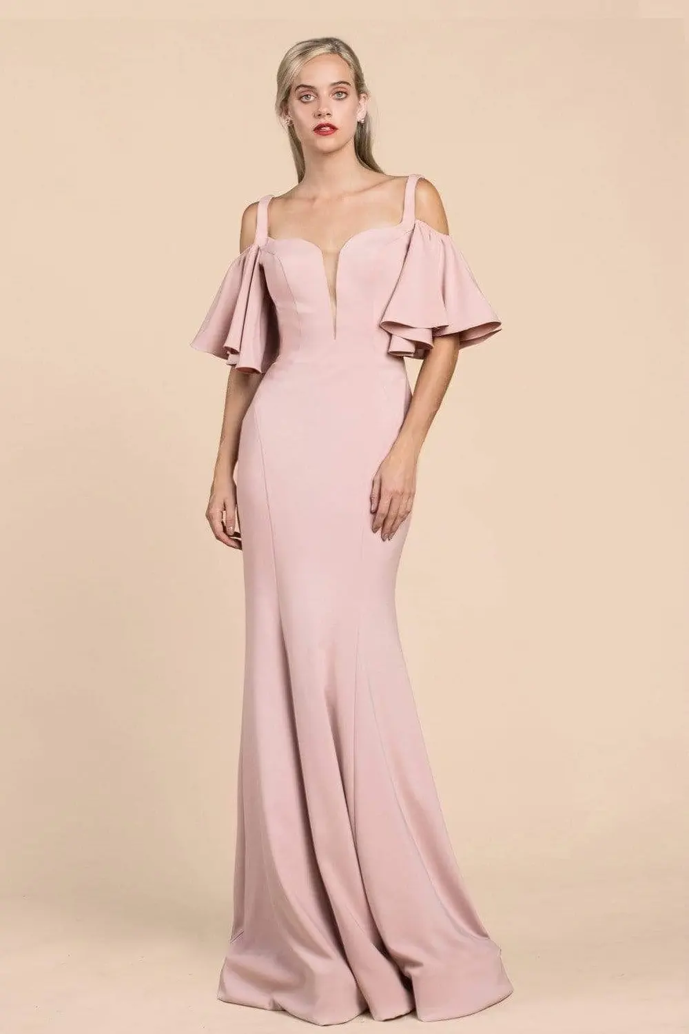 Long Square Neckline Evening Gown by Tux-USA