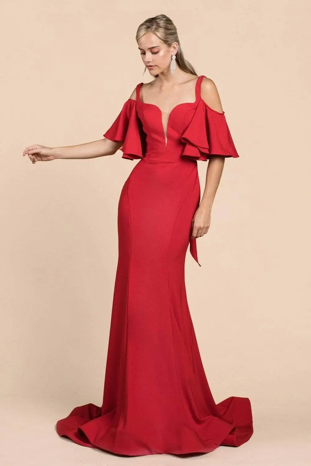 Long Square Neckline Evening Gown by Tux-USA
