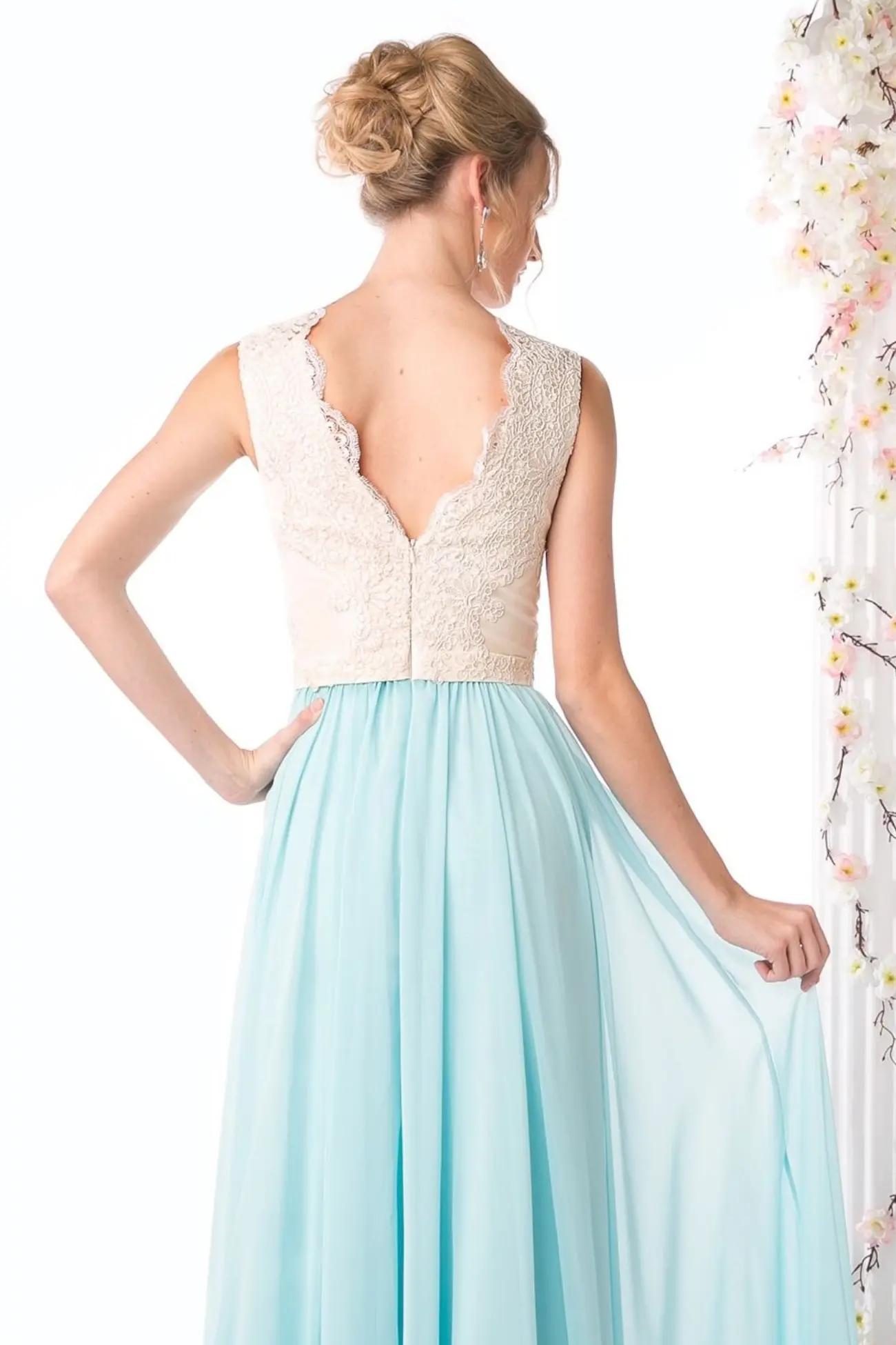 Dress V-Neck Two-Color Design For Formal Or Casual Occasions by Tux-USA