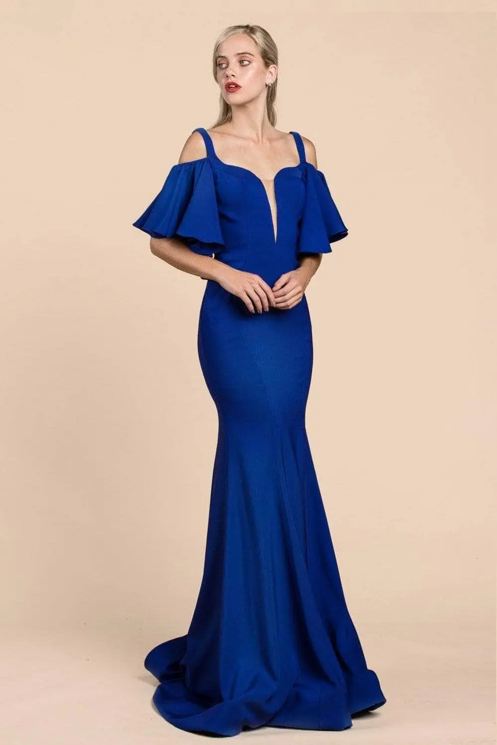 Long Square Neckline Evening Gown by Tux-USA