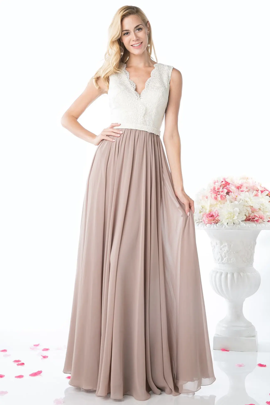 Dress V-Neck Two-Color Design For Formal Or Casual Occasions by Tux-USA