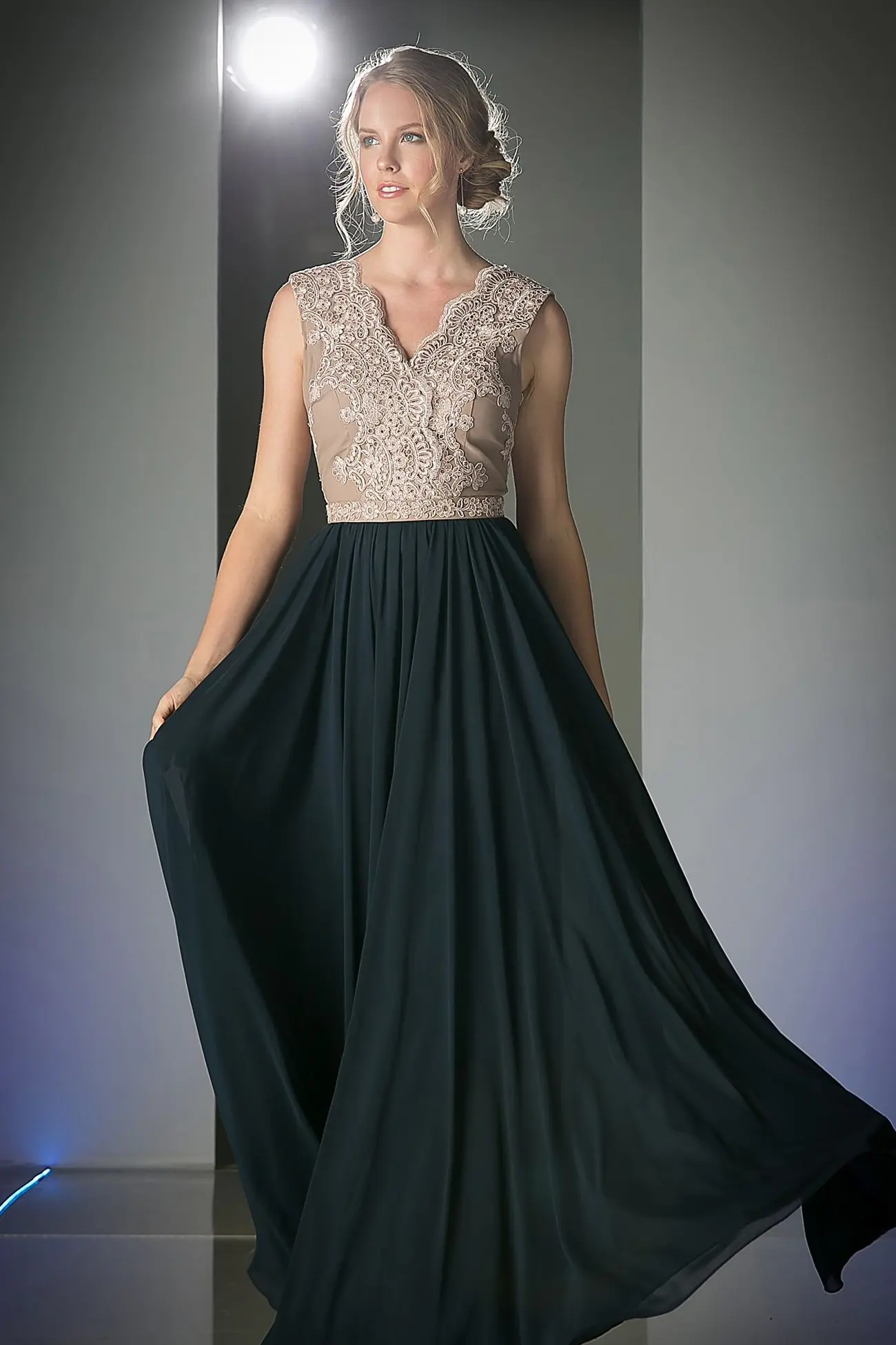 Dress V-Neck Two-Color Design For Formal Or Casual Occasions by Tux-USA