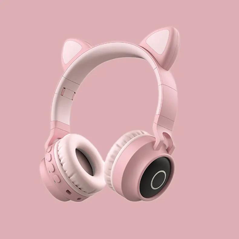 LED Light Cat Ear Headphones Wireless Bluetooth 5.0 Headset Portable Foldable Kids Headphone With Microphone Best Gift by Maiden-Art