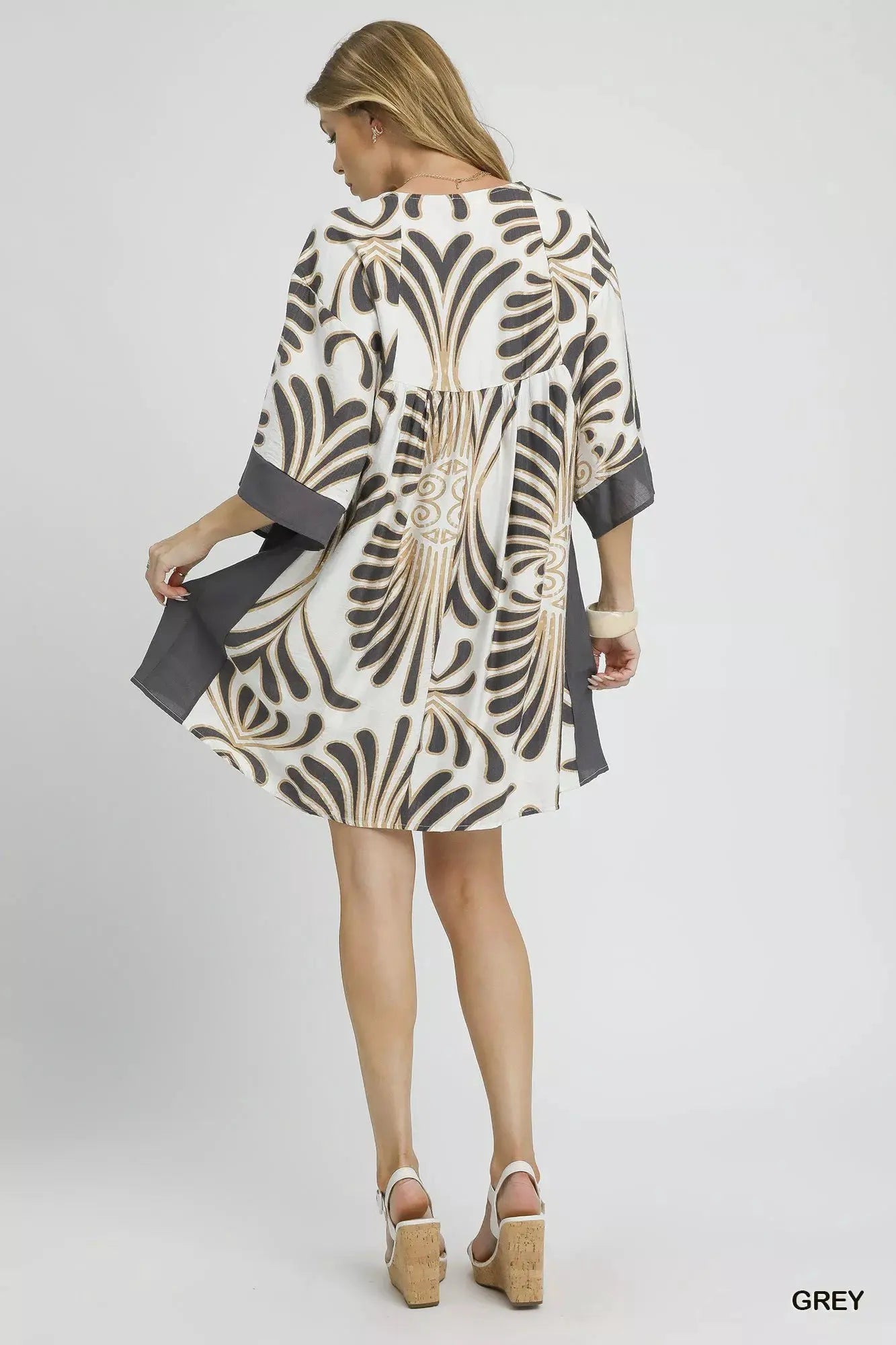 Umgee Abstract Print Kimono Sleeve Mini Dress by Umgee