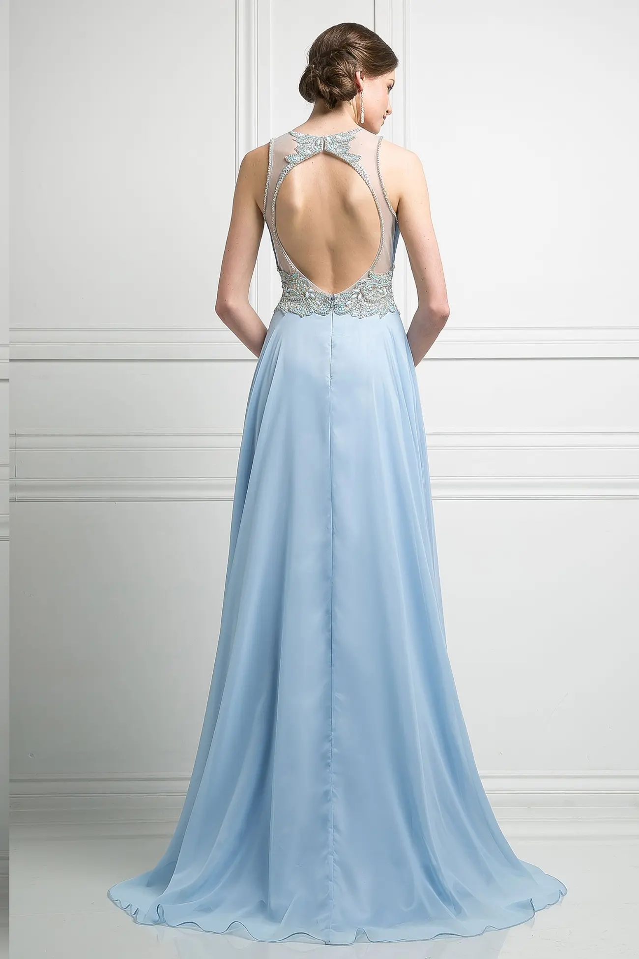 Beaded Chiffon Empire Waist Dress by Tux-USA