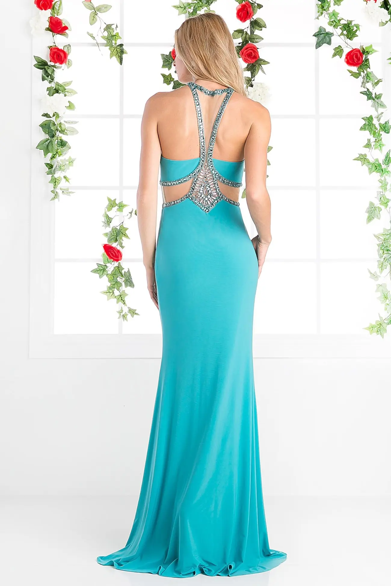 Beaded Stretch Knit Sheath Dress by Tux-USA