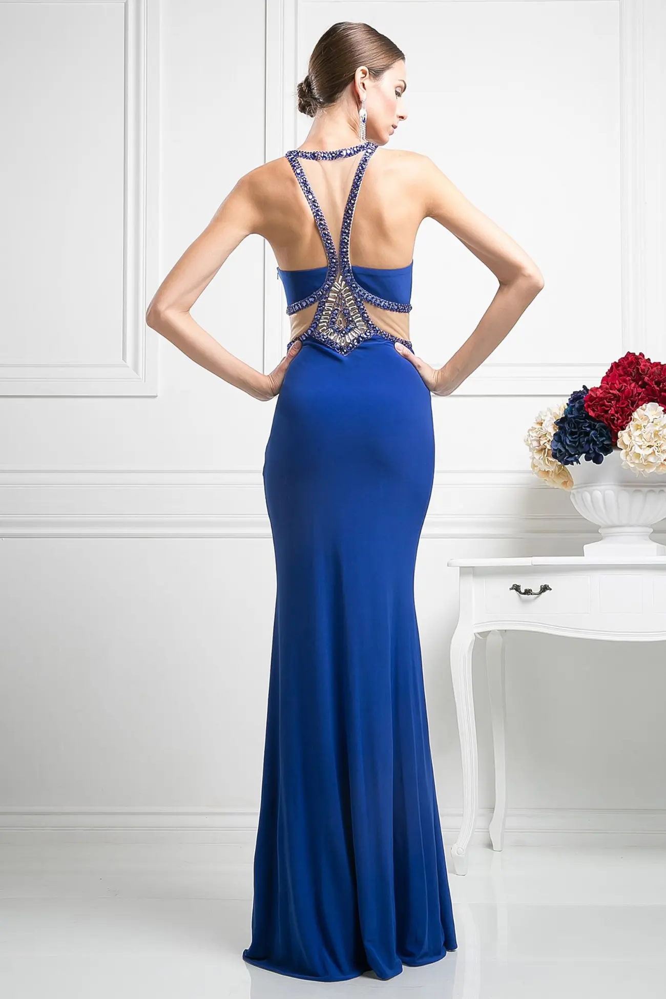Beaded Stretch Knit Sheath Dress by Tux-USA