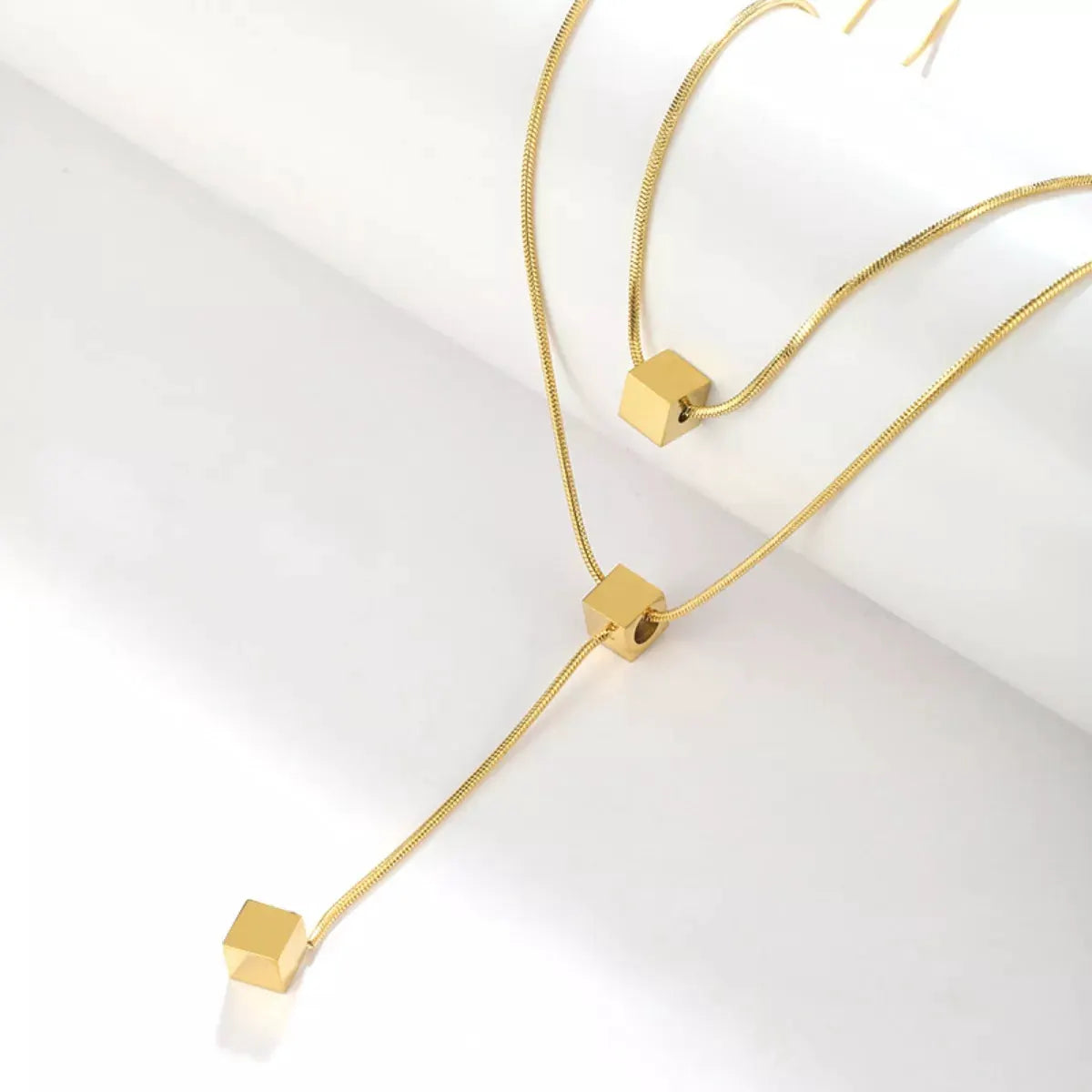 18K Gold-Plated Double Layered Geometric Necklace by Partner Labels