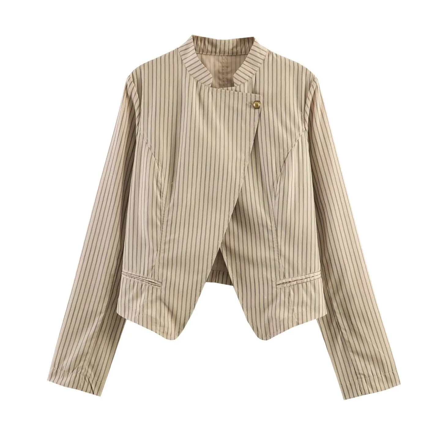Women's Asymmetric Pinstripe Cropped Jacket BYMANYC ® New York CONTEMPORARY VIBRANT MODERN FASHION - New Collection by BYMANYC ® New York
