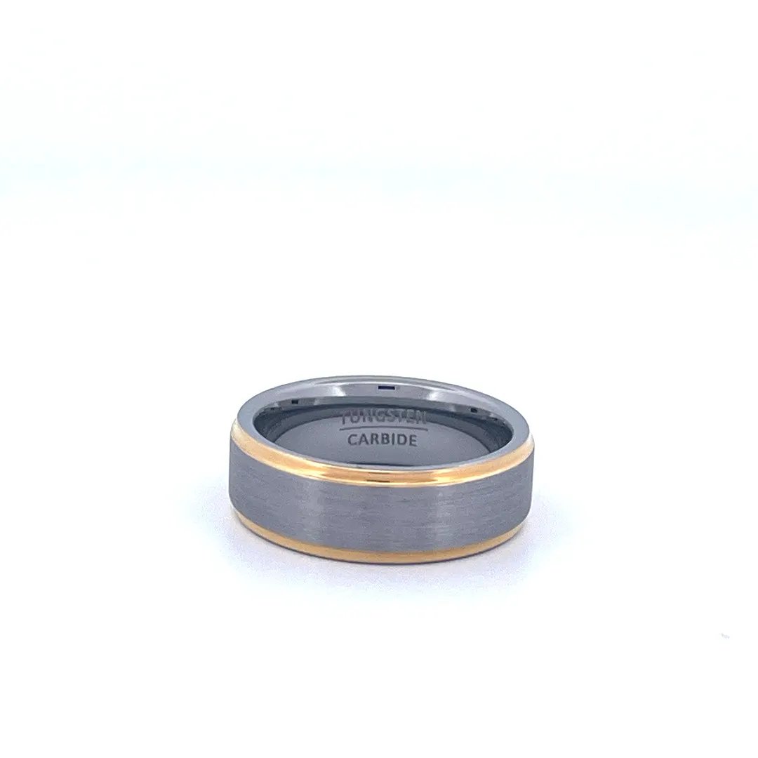 Tungsten Carbide Ring with 18K Yellow Gold-Plated Edges by Koch La Ni