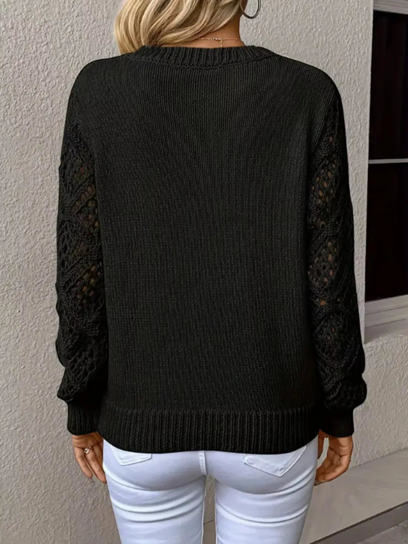 V‑Neck Hollow‑Out Sleeve Knit Sweater | Partner Labels Selection by Partner Label