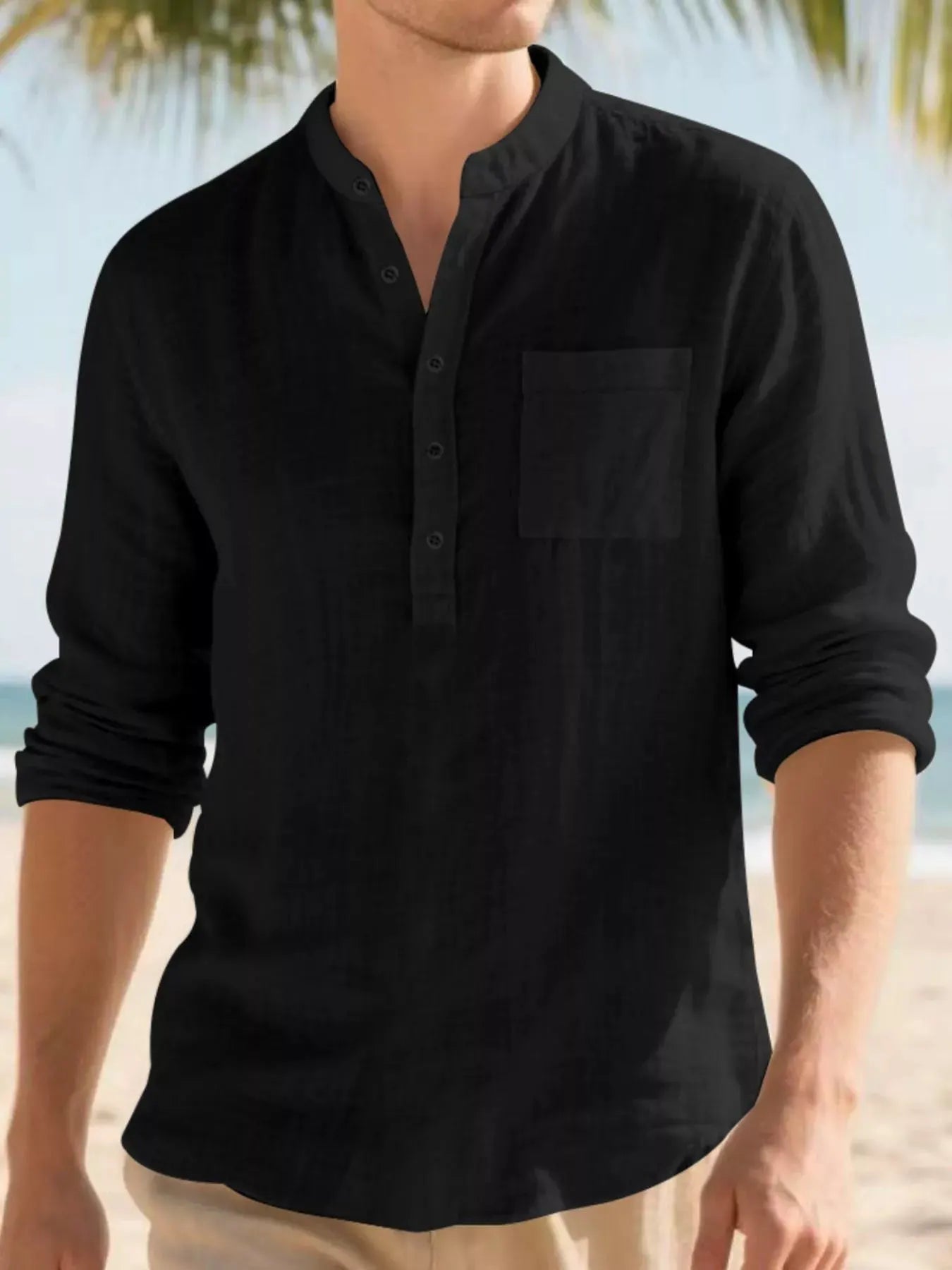 Men's Full Size Button Detail Long Sleeve Shirt Plus Size by Trendsi