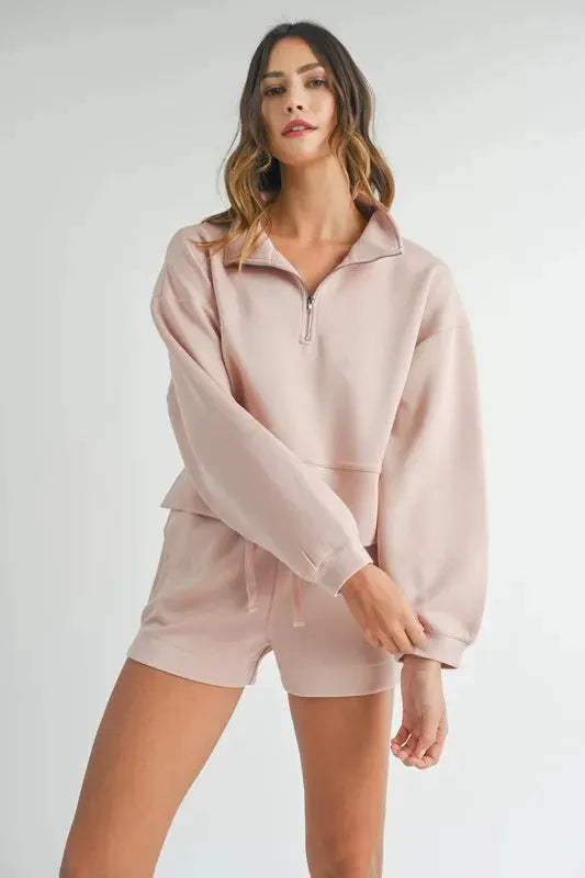 MABLE Half Zip Sweatshirt and Shorts Set by MABLE