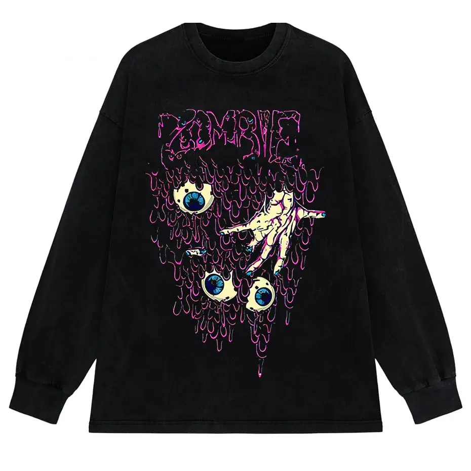 Zombie Horror Gothic Washed Cotton Oversized T-Shirt by Vimost Shop