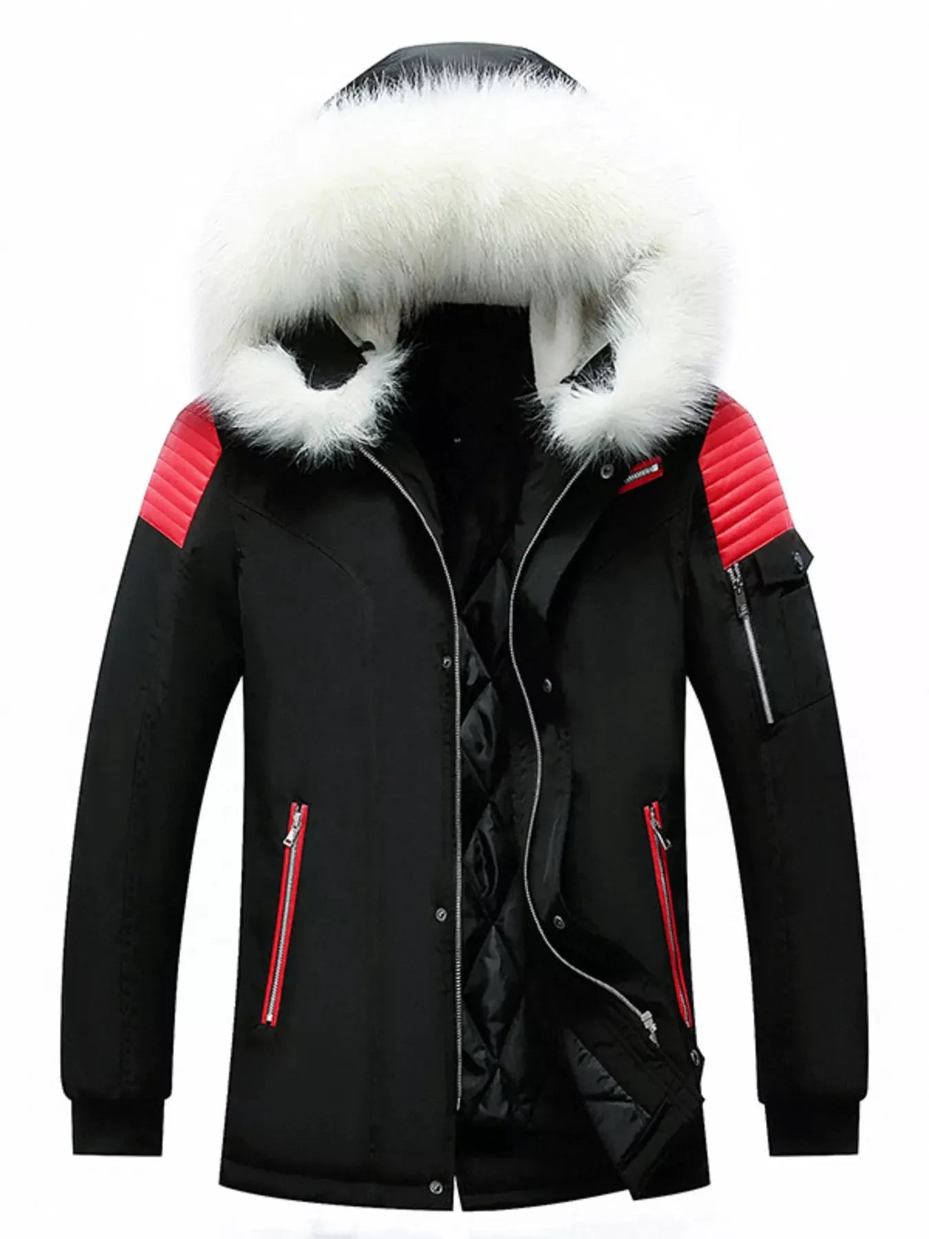 Men's Plus Size Fur Hooded Winter Parka Jacket by Partner Label