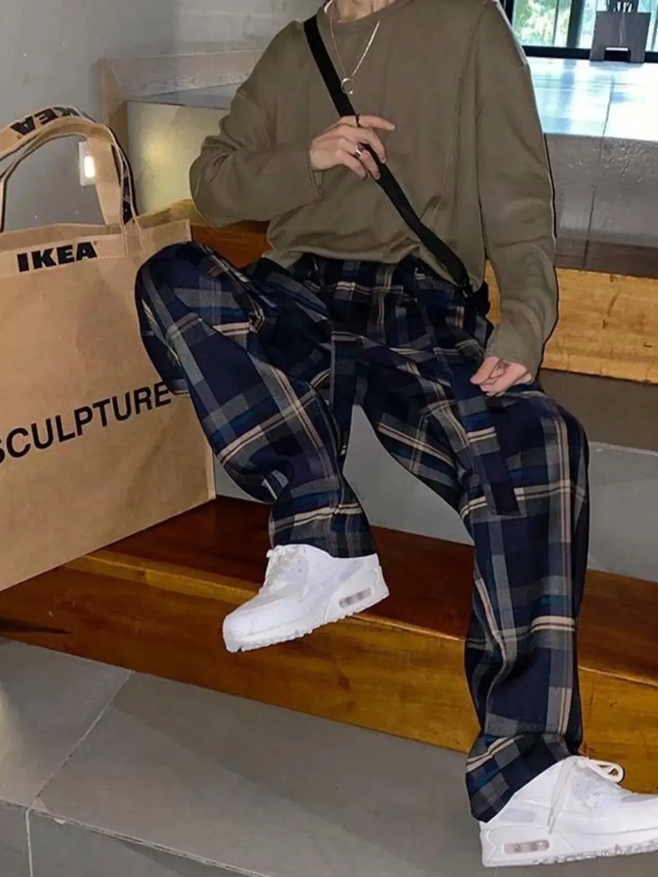 Men's Plus Size Plaid Pattern Relaxed Fit Pants by Trendsi