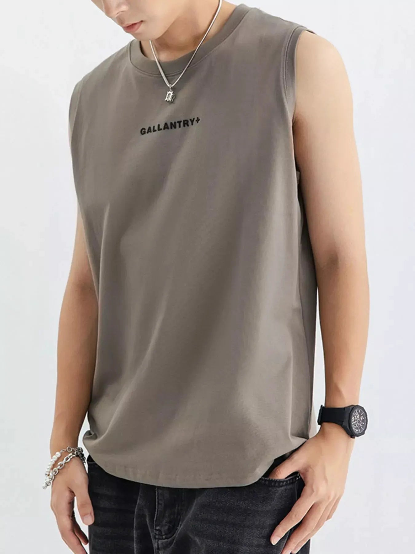 Men's Plus Size Round Neck Tank by Trendsi
