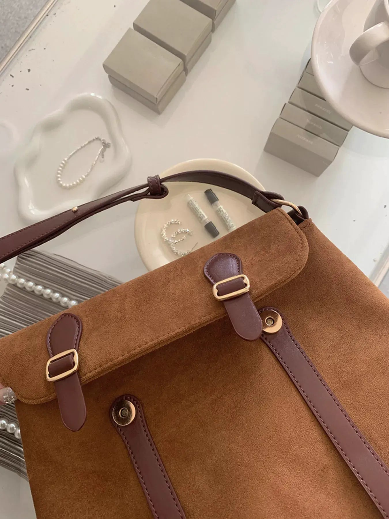 Adjustable Strap Buckle Crossbody Bag by Partner Label
