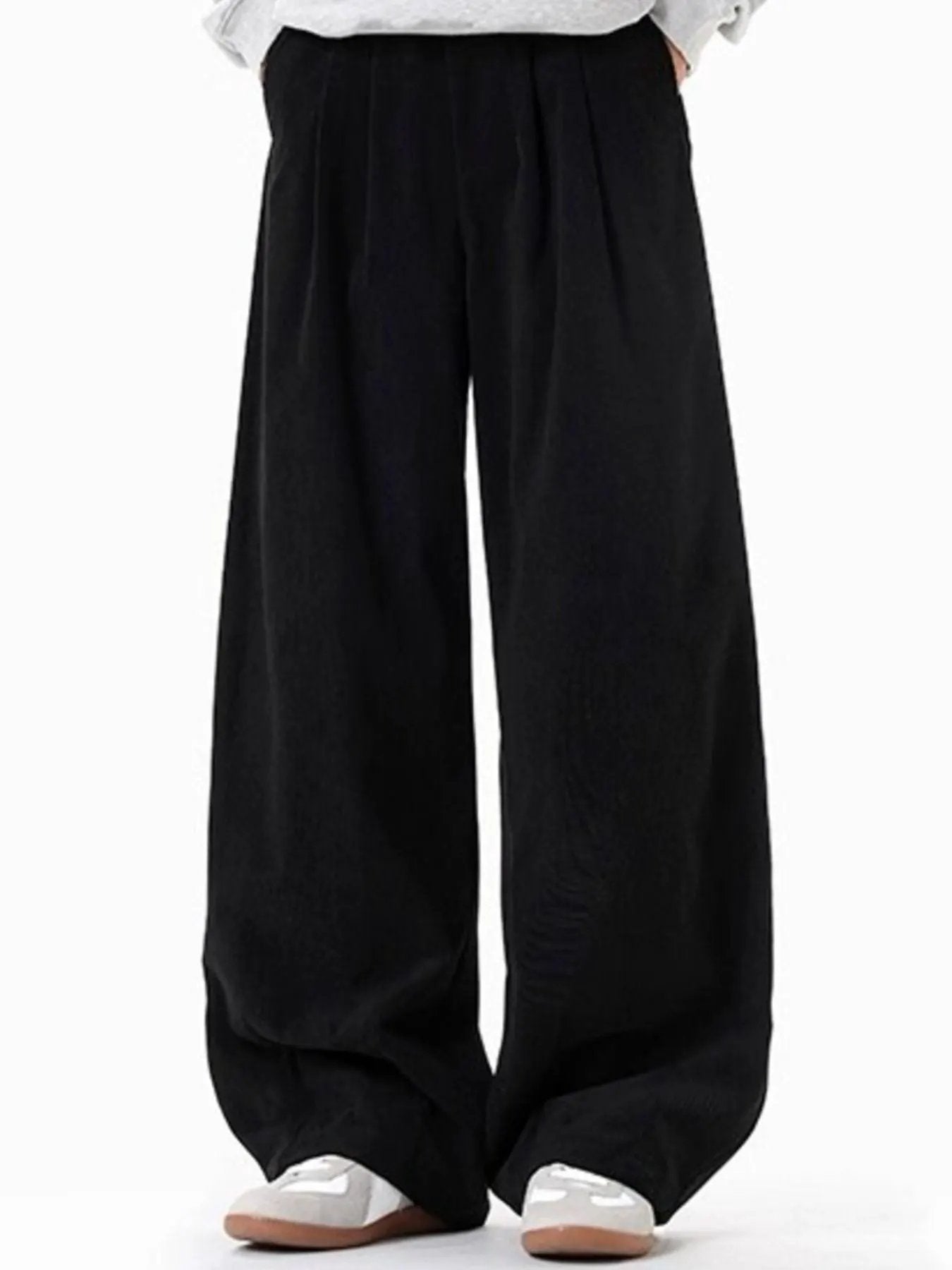 Men's Plus Size Pleated Detail Wide Leg Pants by Partner Label