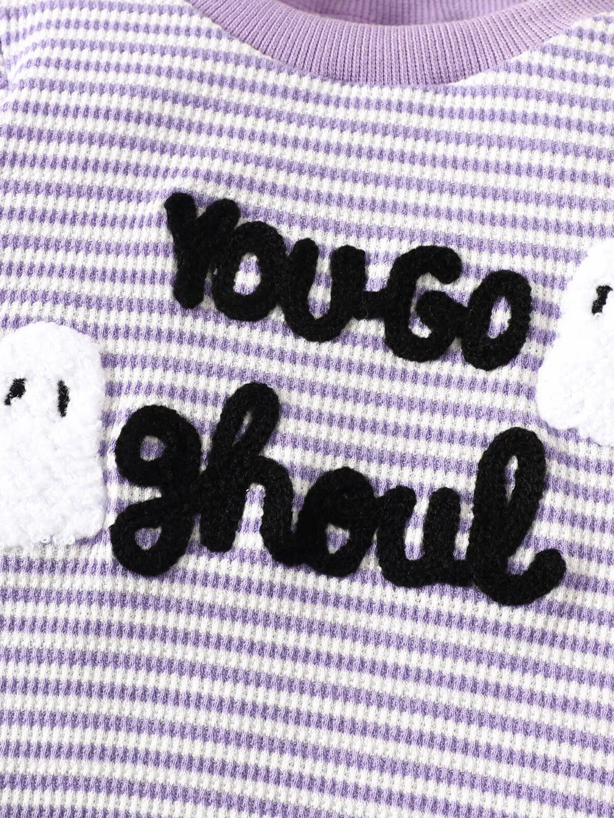 Children's Halloween Striped Ghost Top and Pants Set by Trendsi