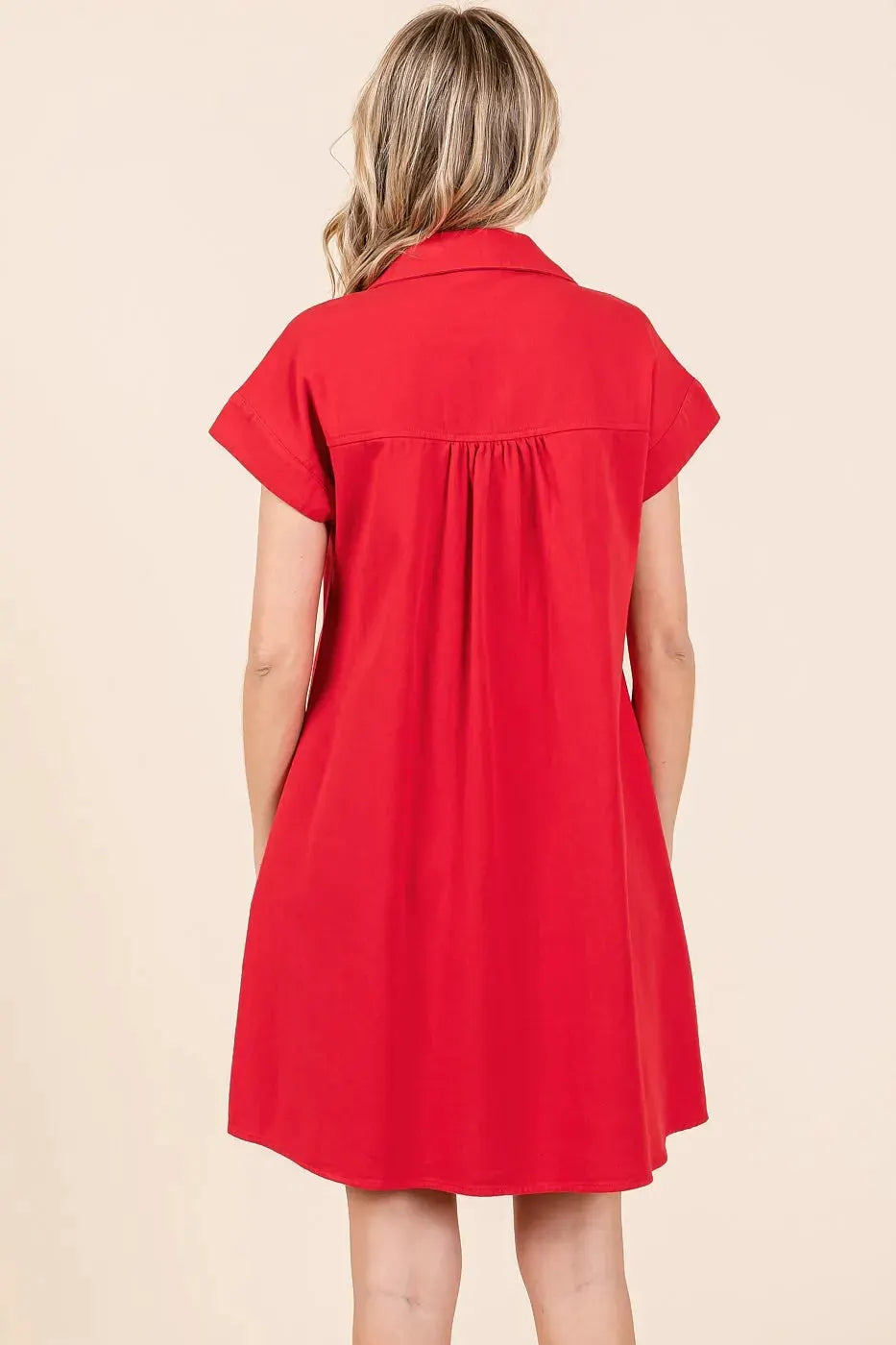 Mittoshop Twill Short Sleeve Collared Mini Dress by Mittoshop