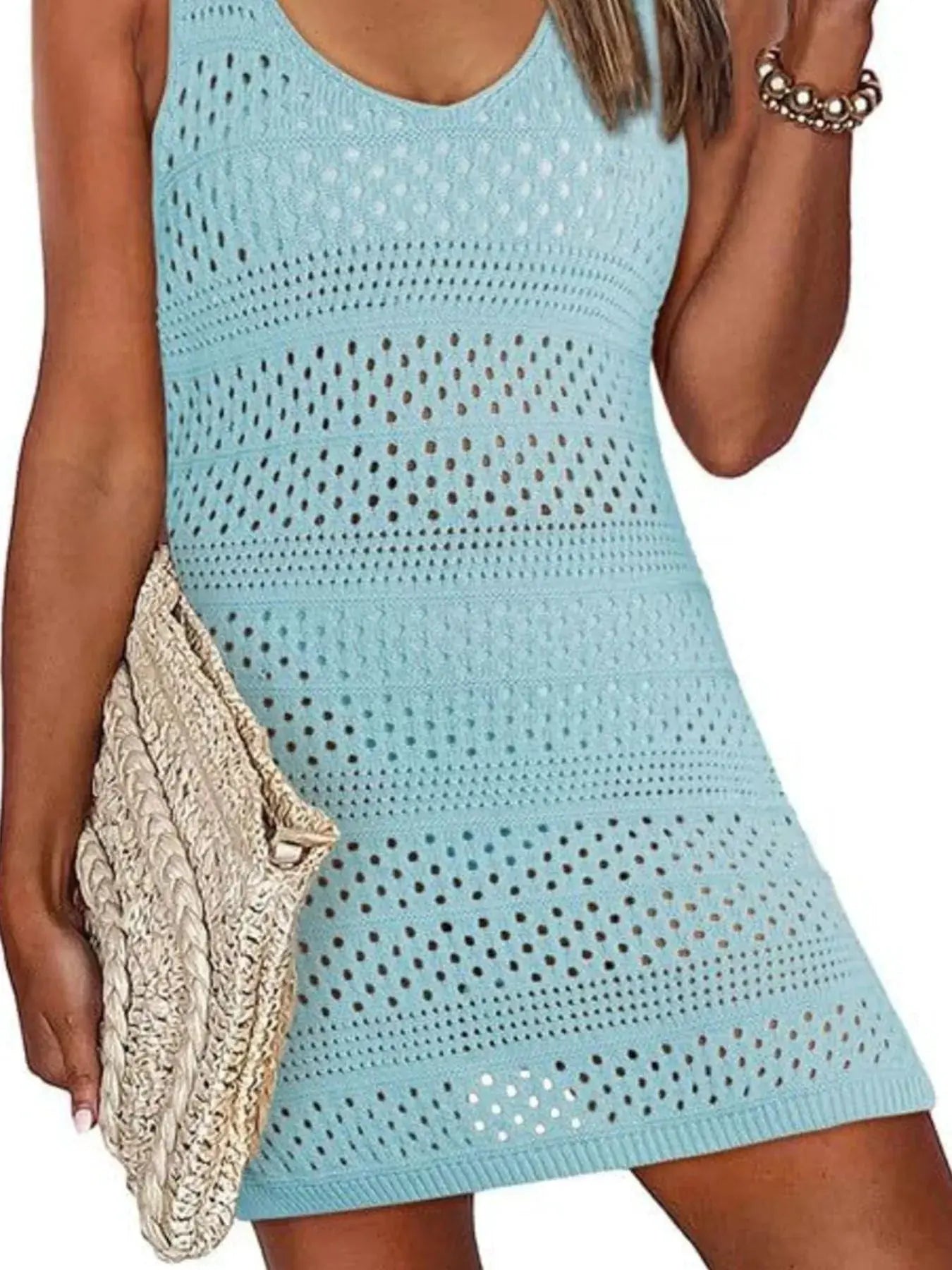 Crochet Knit Cover-Up Dress with Side Slit by Partner Label