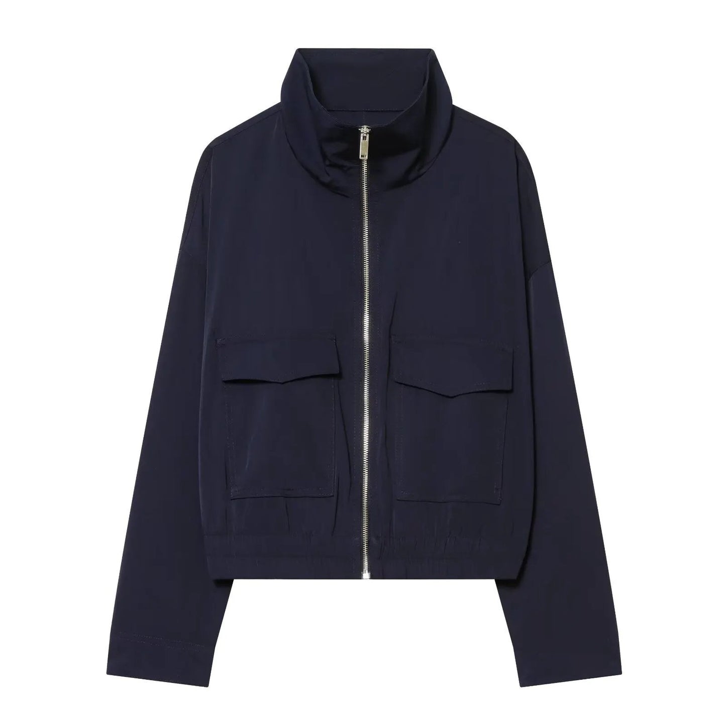 Women's Jacket Navy Blue Utility BYMANYC ® New York SOHO NAVY HIGH COLLAR BOMBER - New Collection by BYMANYC ® New York