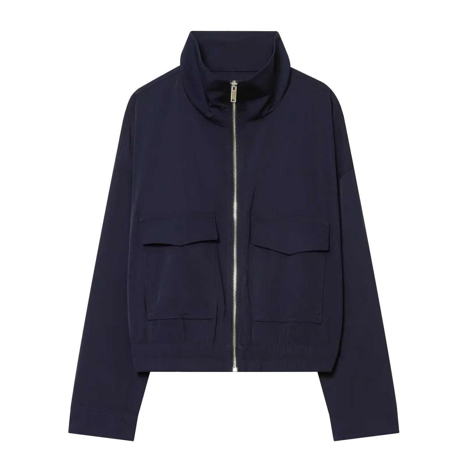 Women's Jacket Navy Blue Utility BYMANYC ® New York SOHO NAVY HIGH COLLAR BOMBER - New Collection by BYMANYC ® New York