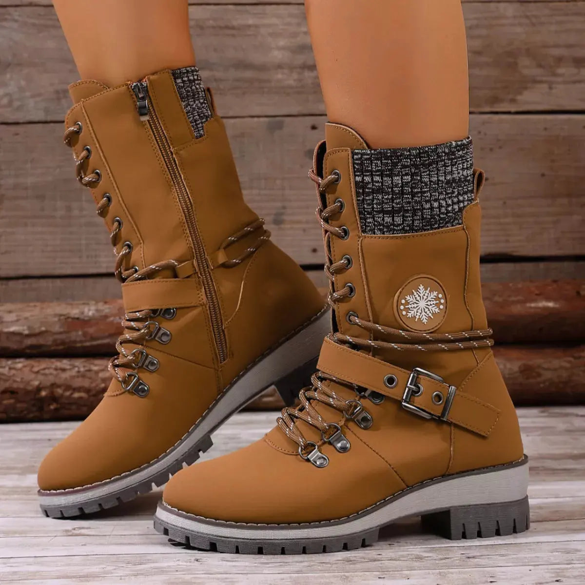 Lace-Up Ankle Combat Boots by Partner Label