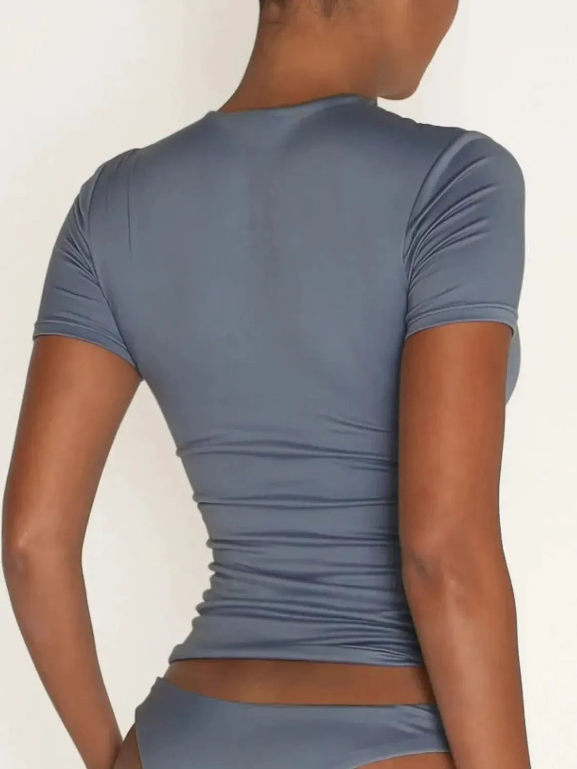 Round Neck Short Sleeve Swim Top by Partner Label