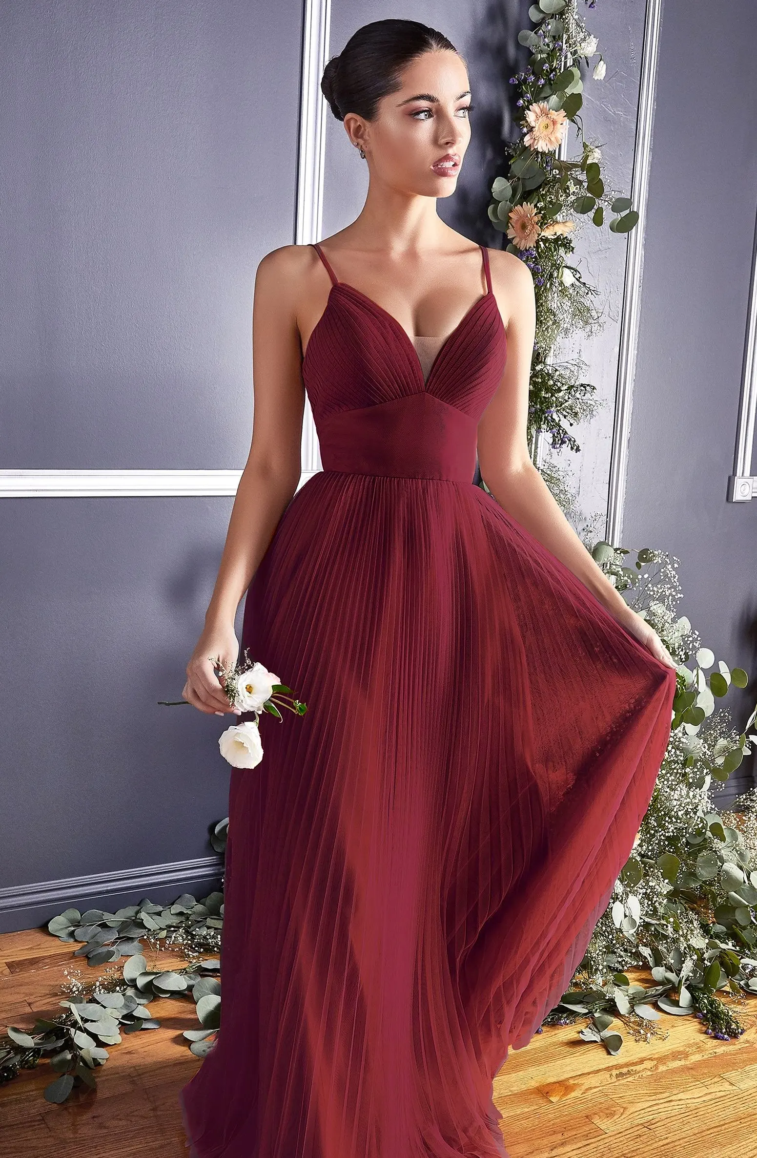 A-Line Tulle Dress With Gathered Sweetheart Neckline And Pleated Finish by Partner Label