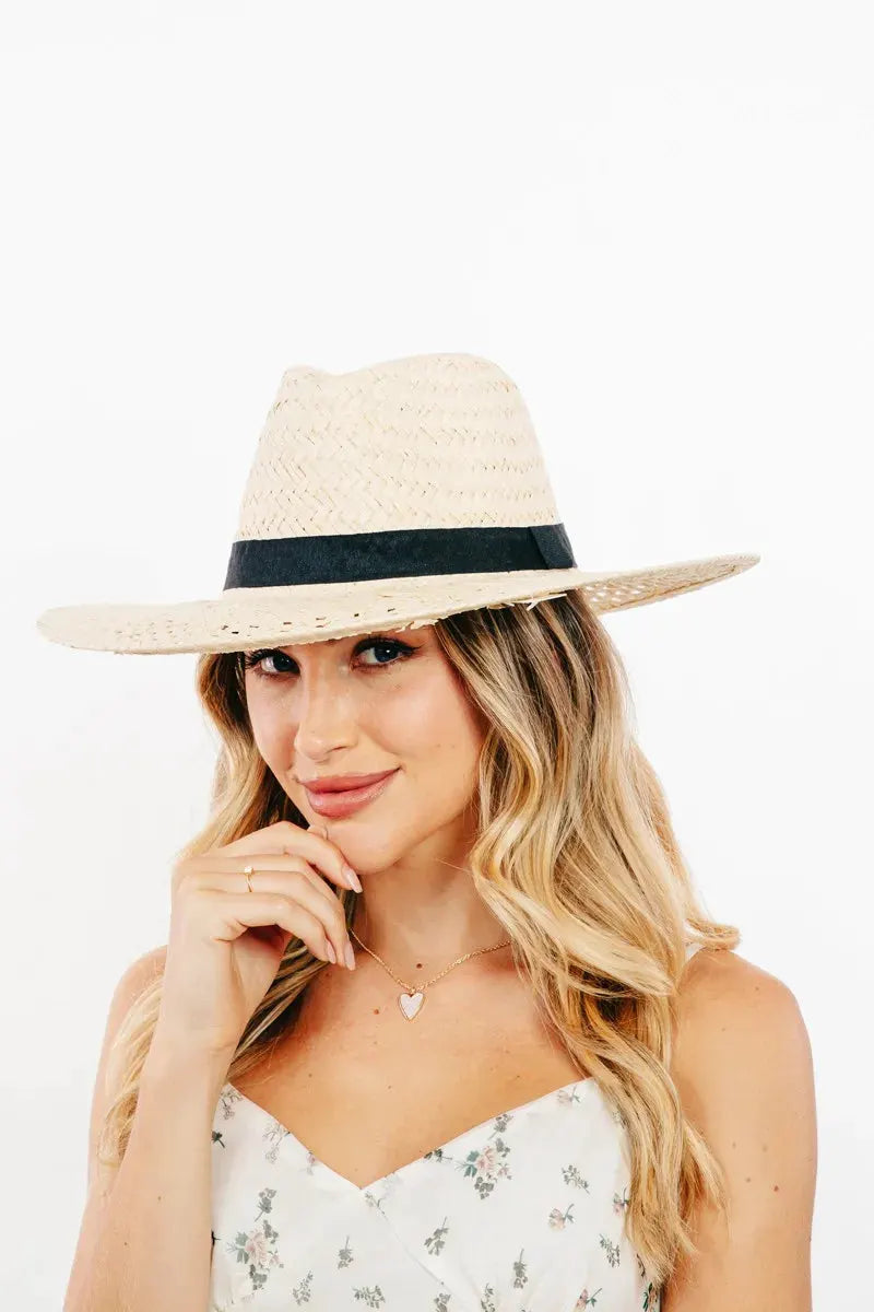 Fame Basket Weave Straw Sun Hat by Fame