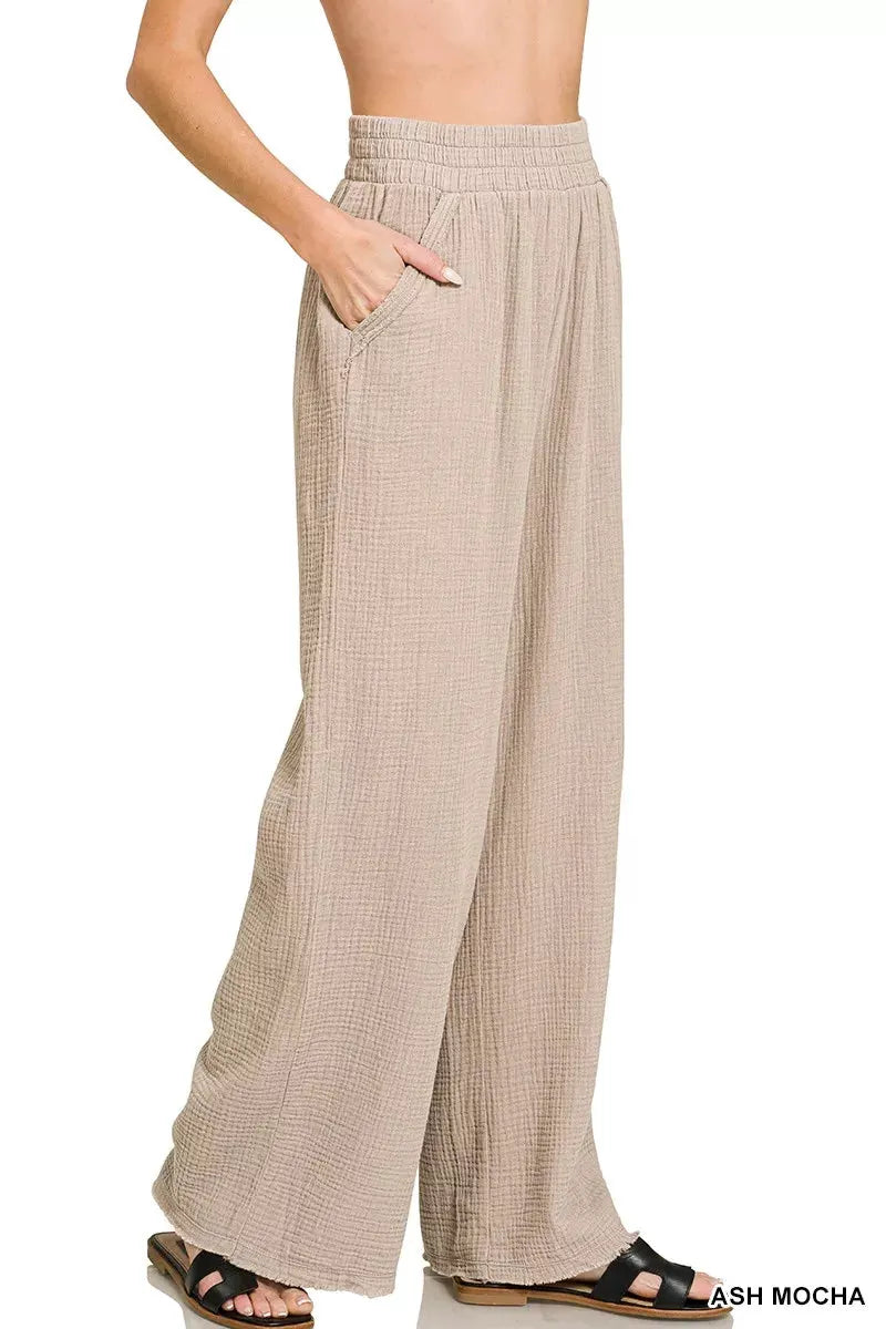 Zenana Double Gauze Lounge Pants by Zenana