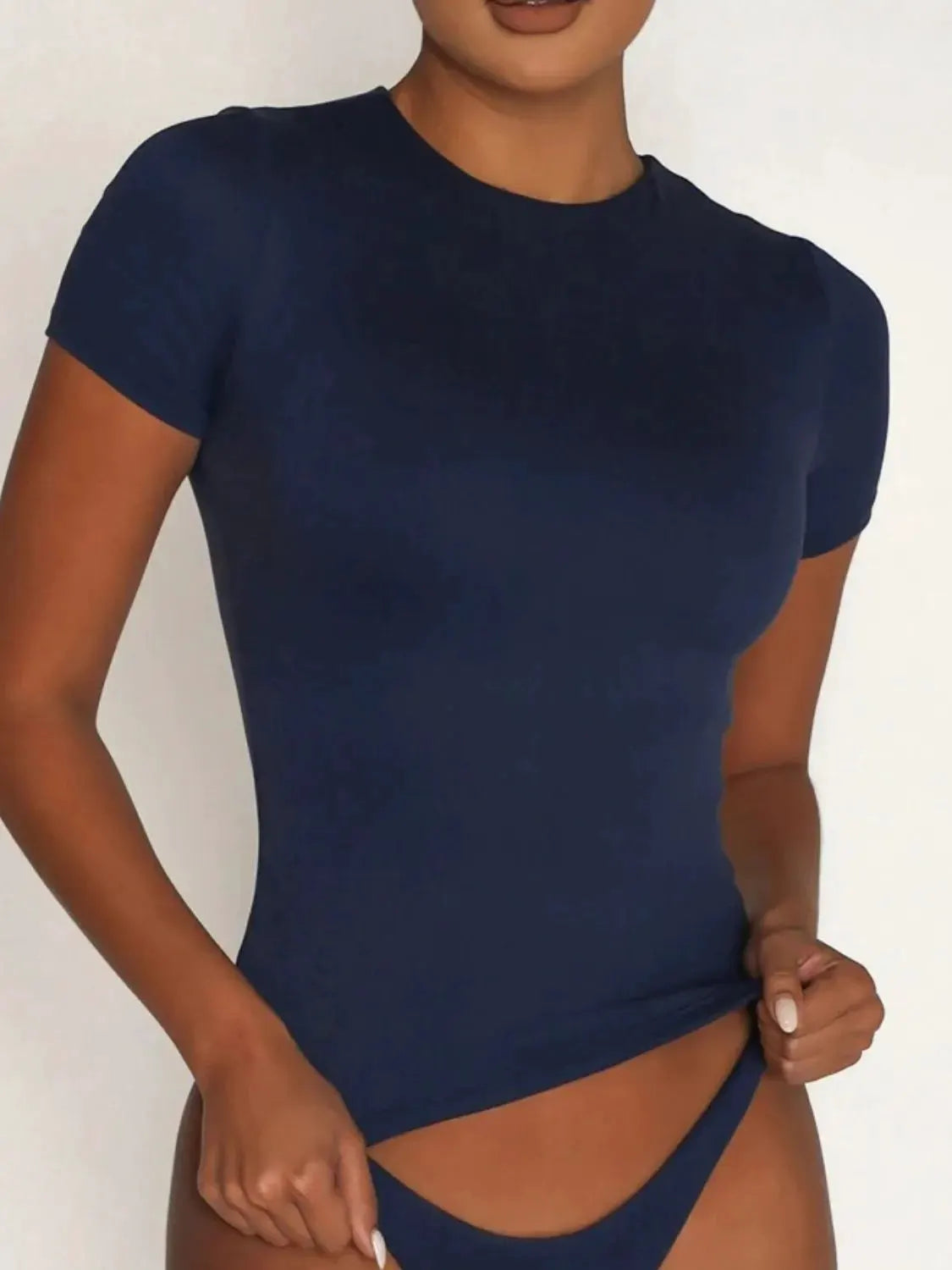 Round Neck Short Sleeve Swim Top by Partner Label