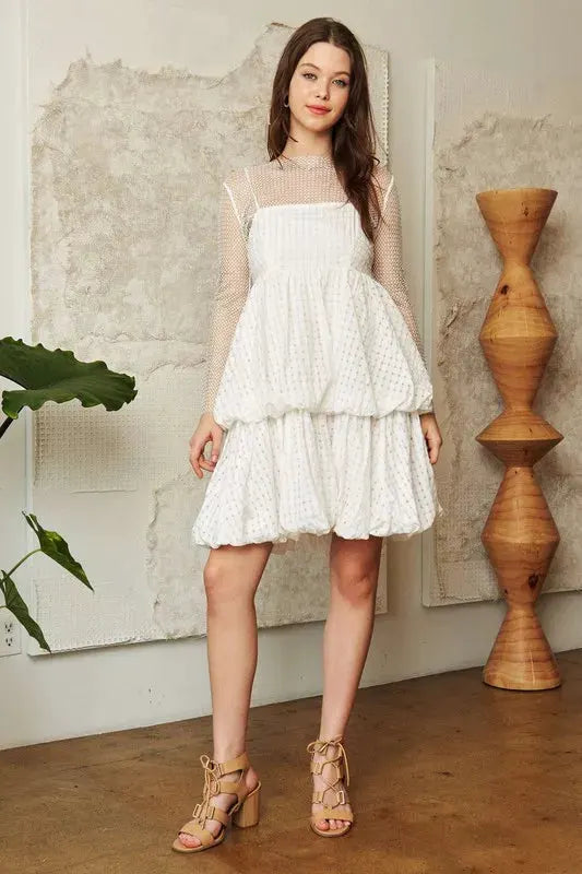 Davi & Dani Checker Print Side Pockets Textured Mini Dress by Davi & Dani