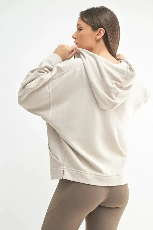 MONO B Drift Burnout Fleece Snap Hoodie by Partner Label