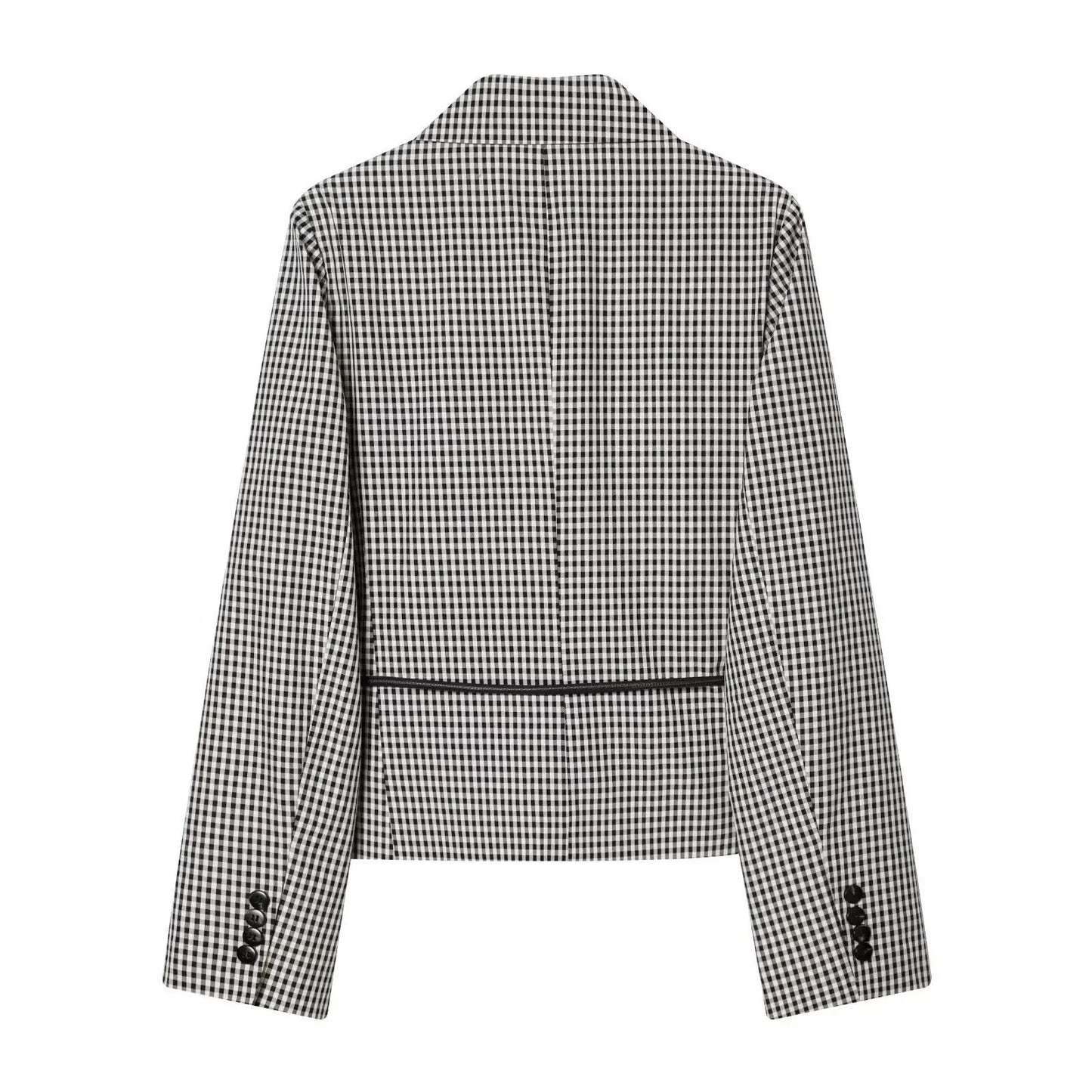 Women's Jacket Black White Gingham Belted Blazer BYMANYC ® New York SOHO TIE-BELT CHECKED BLAZER - New Collection by BYMANYC ® New York