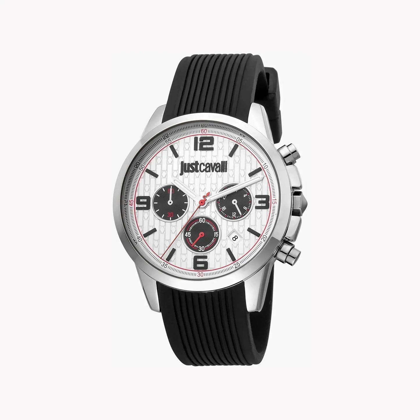 Just Cavalli Men's Black Silicone Watch, Silver Dial | Jc1g175p0015 by JUST CAVALLI