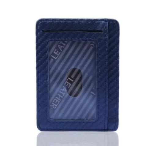 PU Leather Carbon Fiber Wallet Mini Slim Business Card Holder by Inland Leather