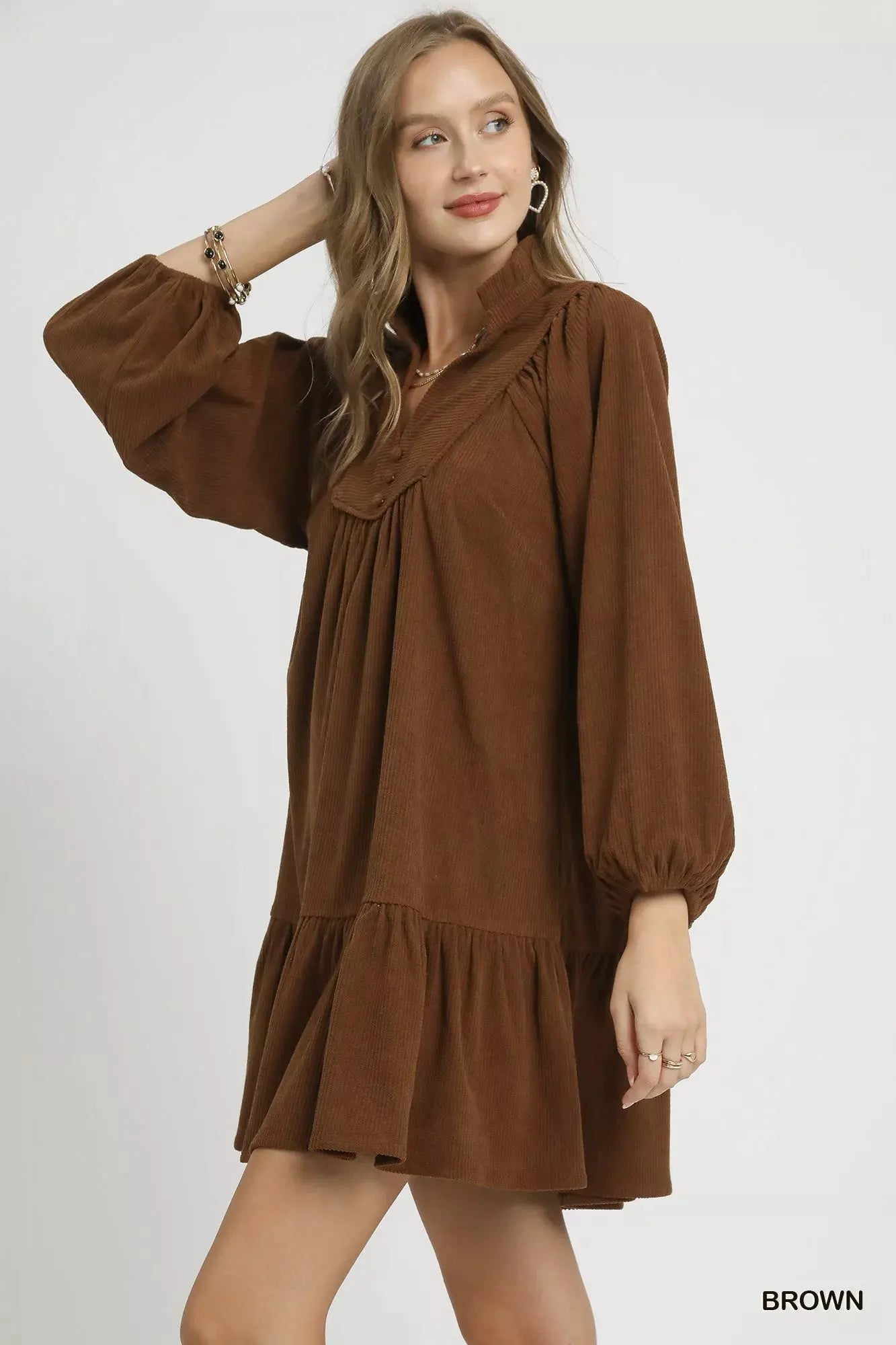 Umgee Corduroy Tiered Babydoll Dress by Umgee