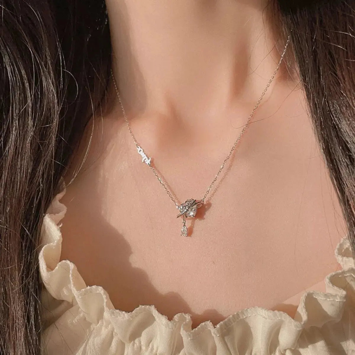 925 Sterling Silver Zircon Heart Necklace by Partner Labels
