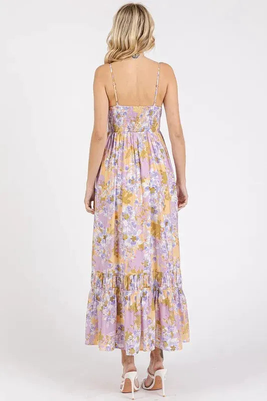 Mittoshop Floral Smocked Back Ruffled Hem Maxi Cami Dress by Mittoshop