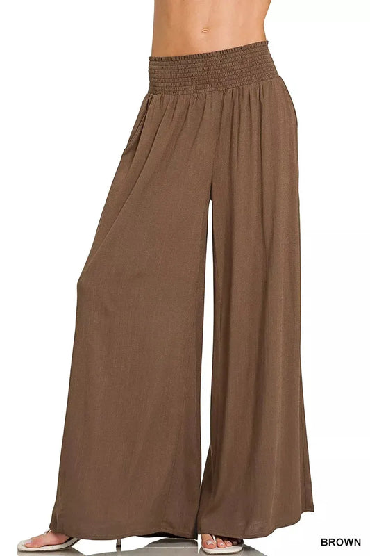 Zenana Smocked Waistband Wide Leg Lounge Pants by Zenana