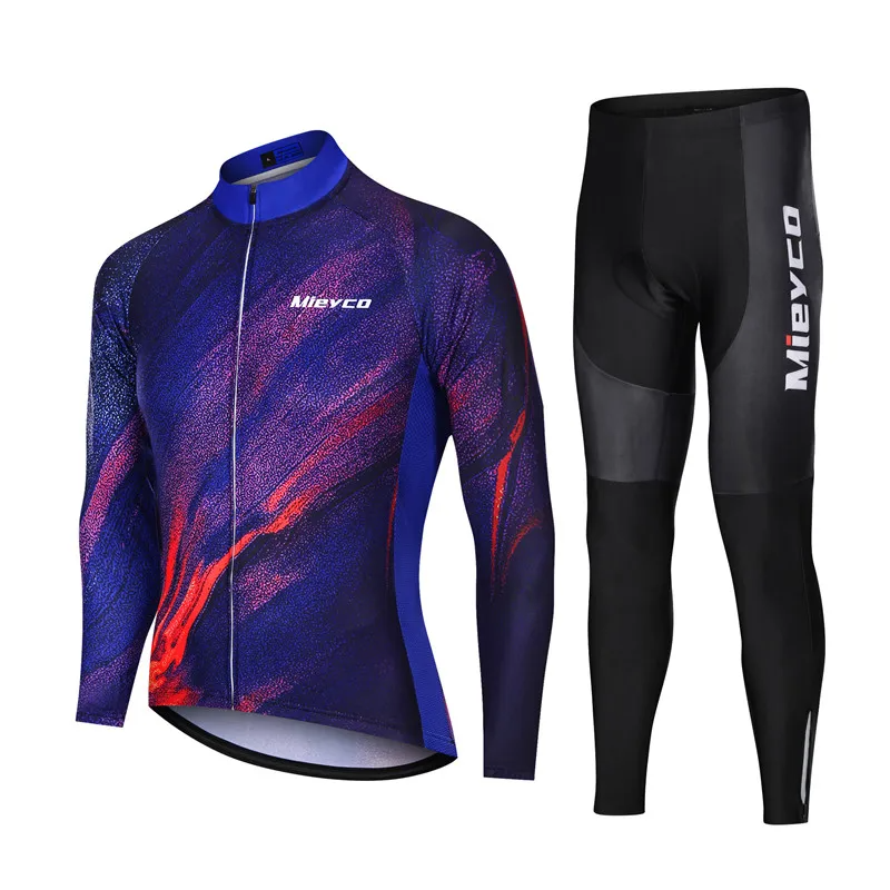 Men Long Sleeve Cycling Jersey Set MTB Road Bike Breathable Outdoor Cycling Suit-5