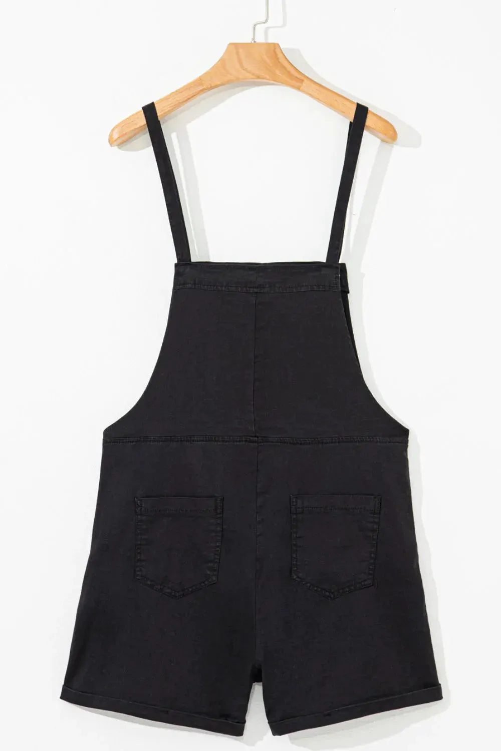 Square Neck Denim Overalls with Pockets by Partner Labels