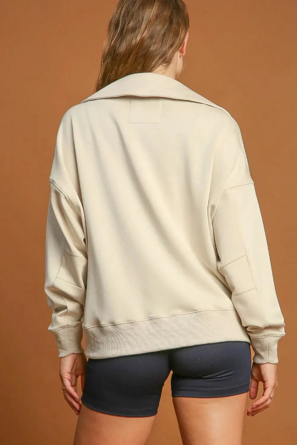 Umgee Johnny Collar Dropped Shoulder Sweatshirt by Oh