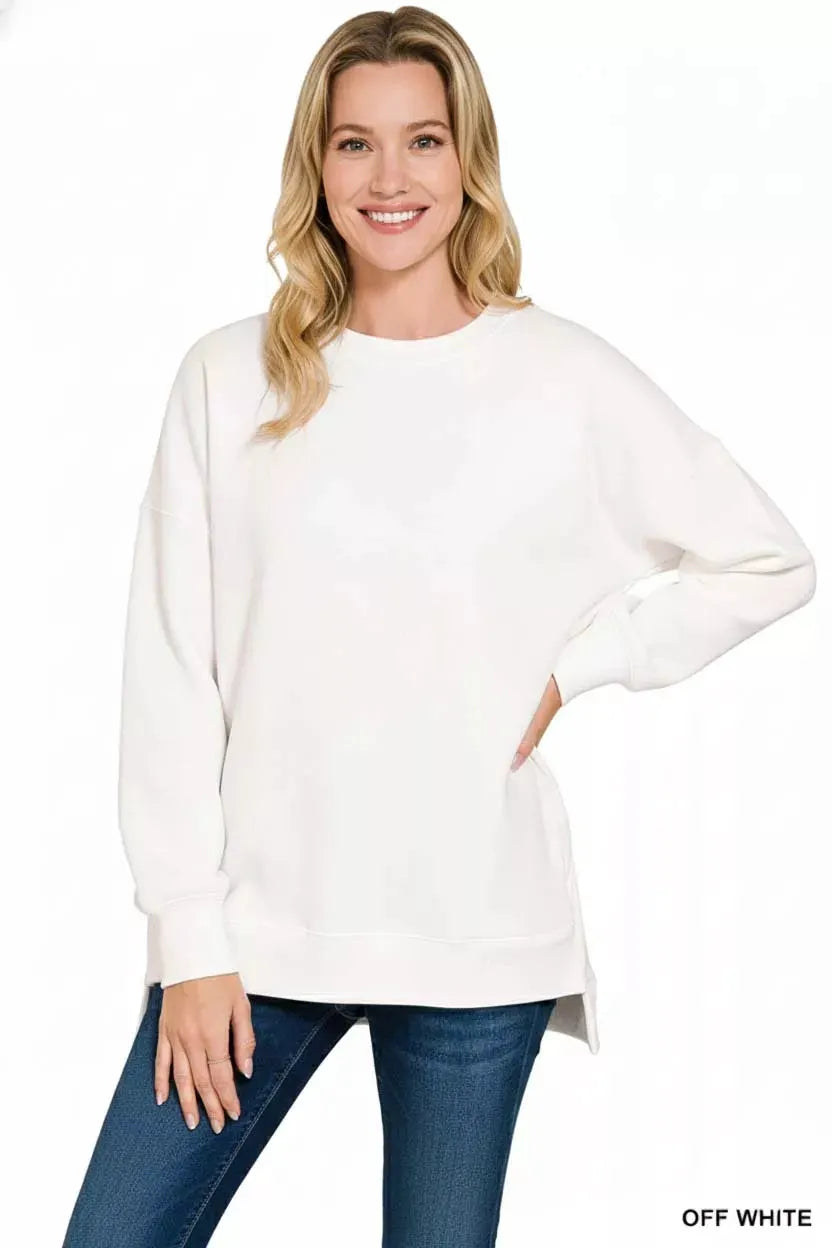 Zenana Fleece Hi-low Boyfriend Sweatshirts with Pockets by Zenana