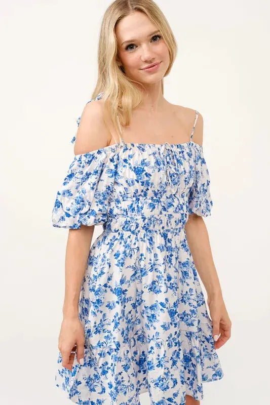 And The Why Off Shoulder Bubble Sleeve Dress by And The Why